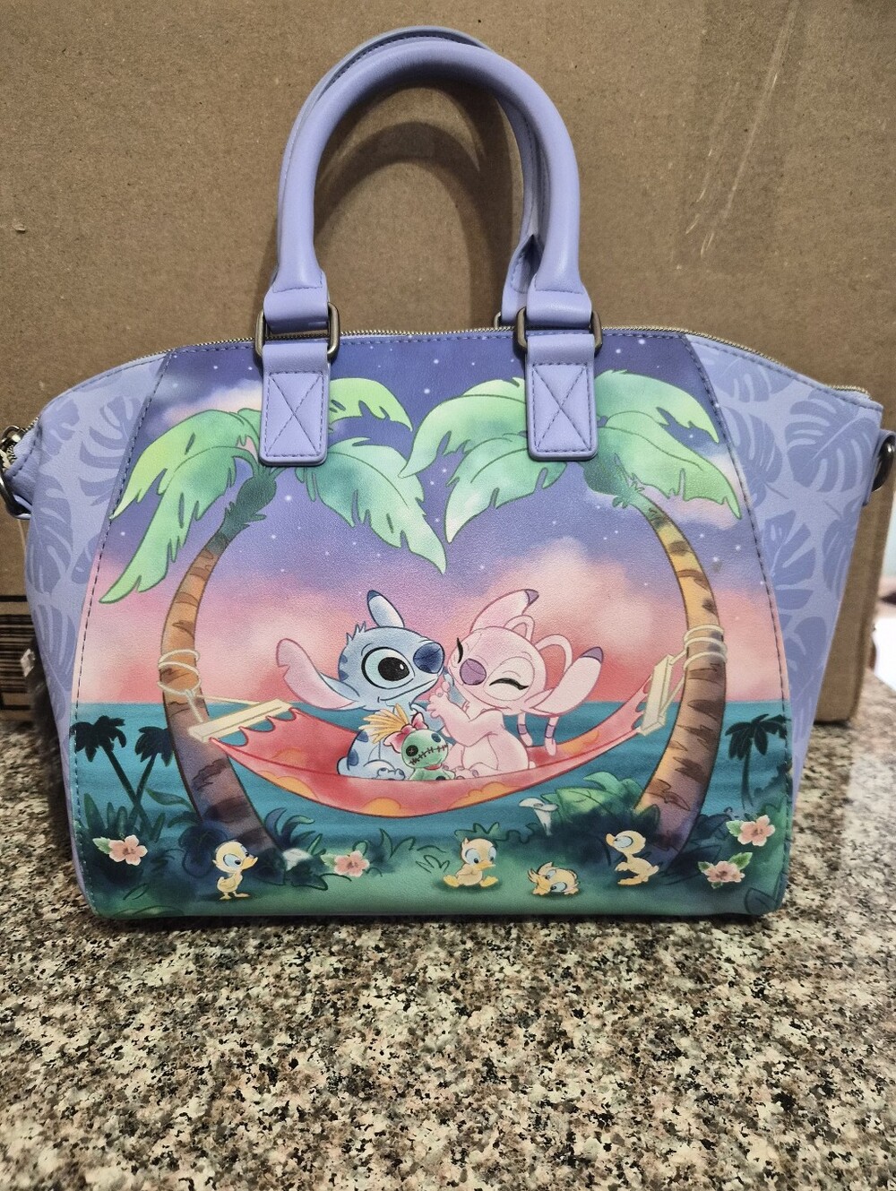 Loungefly Lavender Stitch & Angel Palm Tree Dome Satchel